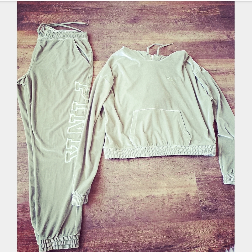 Size L. Pink Victoria Secret Velour Track Suit.